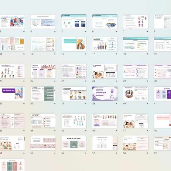 Bundle FLE A1 – 6 PowerPoint interactifs – Cours de français prêts à enseigner
